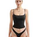 SUUKSESS Women Sexy Square Neck Tank Top Summer Y2K Going Out Tops Casual Sleeveless Basic Cami Shirts (Black, S)