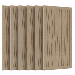 Tao.space Acoustic 6 Pack Soundproof wall Shape Cutting Panels, 47.2 x 23.6 x 0.4 Self-Adhesive Noise Reduction Wall Panels for Office, Home Theater, Recording Studio,Camel