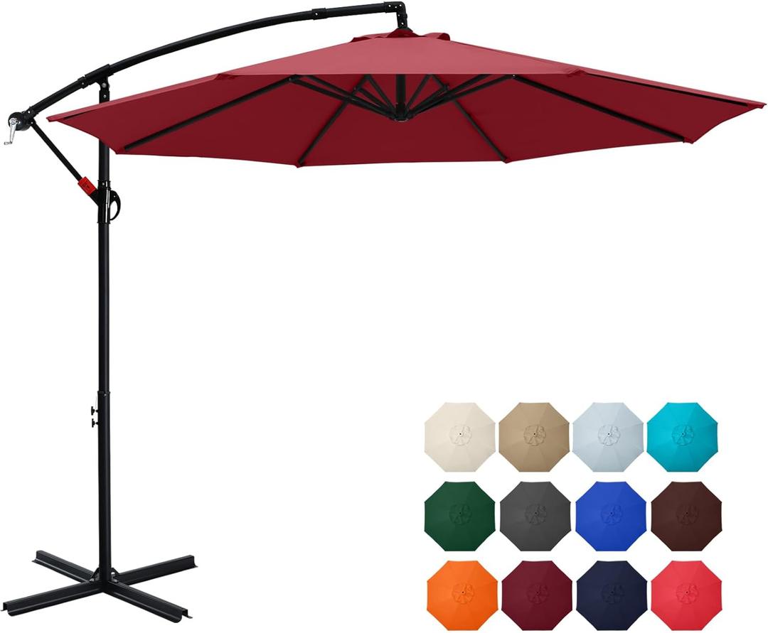 ABCCANOPY Cantilever Patio Umbrellas 9FT Burgundy