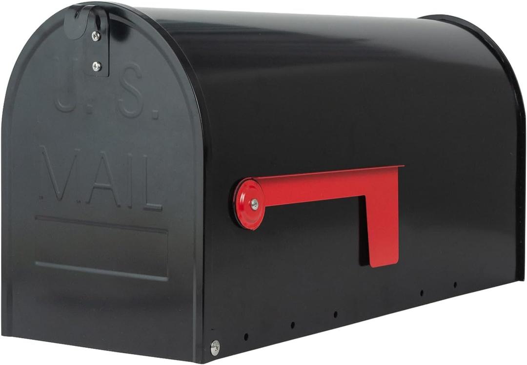 BlissBoard Large Mailboxes for Outside, Black Galvanized Steel Post Mount Mailboxes, Rust-Resistant Large Capacity Metal Mail Boxes for House Outside, 22 x 10.7 x 8.9 inches