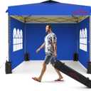 10x10 Pop Up Canopy Tent with Sidewalls, Easy Up, Heavy Duty, Blue, Perfect for Parties, Camping, Events & Vendor