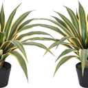 Artificial Agave Plants Outdoor, 24 Large UV Resistant Fake Agave with 24 Lifelike Leaves, Faux Succulents Plant for Home Front Porch Patio Garden Yard Indoor Decor 2Pack