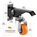 Caster Wheels, 2.5 Inch Workbench Casters Set of 8 Heavy Duty - 600 Lbs Capacity Retractable Swivel Castors with No Noise Polyurethane Wheels, Easy to Install for Tables Legs, Work Bench & Tool Carts