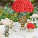 IPOPU 100pcs Red Foam Rose Artificial Flower Bulk with Crystal 3in Real Looking Stemless Fake Roses for DIY Craft Wedding Bouquets Wall Decoration Bridal Shower Arrangement Home Decorations(Red)