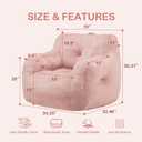 Hobestluk Bean Bag Chair for Adult Small Bean Bag Chairs with Arms Furry Beanbag Chair with Foam Filler Stuffed Bean Bag Sofa for Reading in Bedroom Living Room and Dorms(Pink), 87 cm x 85 cm x 77 cm