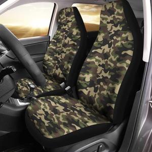 Bulopur Army Green Camouflage Car Seat Cover Front Seat Only 2pcs Pack for Women Girls,Universal Non-Slip Vehicle Cushion Cover Protectors (Army Green Camouflage)