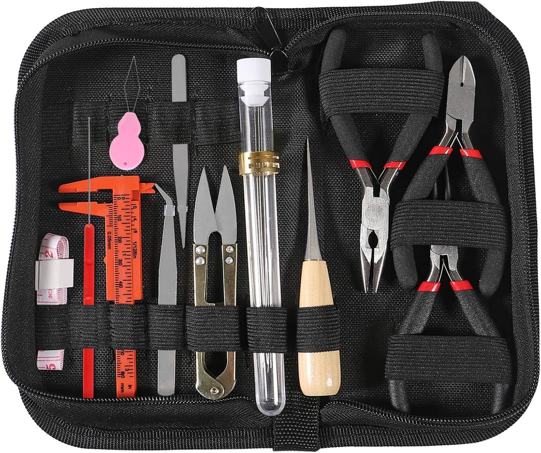 D-FLIFE 19pcs Jewelry Making Tools Kit with Zipper Storage Case for Jewelry Crafting and Jewelry Repair (19pcs)