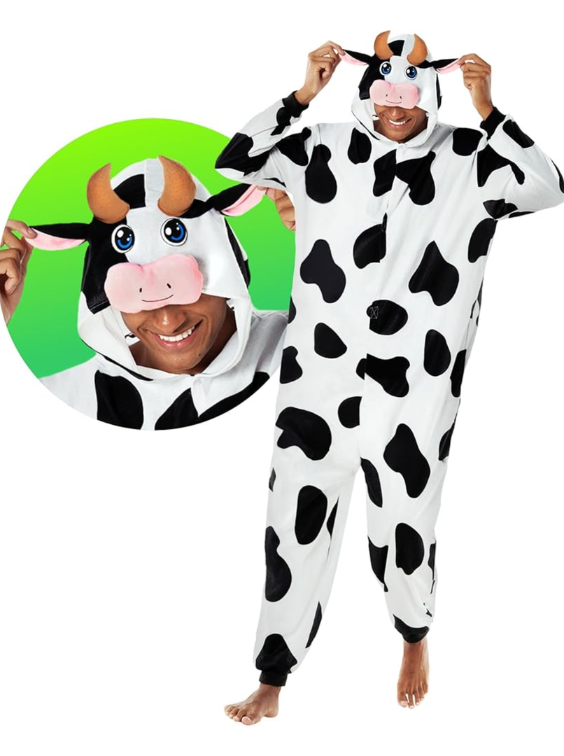 Morph Cow Costume Adult Cow Outfit for Men and Women - Farm Animal Halloween Costume for Adults M