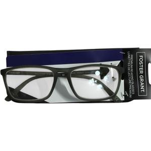 Foster Grant Premium Reading Glasses, Corey gray Rectangle Frame, Clear Lenses +2.50
