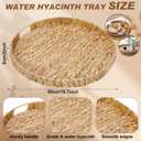 Sintuff Round Large Woven Serving Tray with Handles, Water Hyacinth Wicker Serving Tray for Farmhouse Decorative Oversized Coffee Table Trays Living Room Kitchen Counter Breakfast, Size: 19.7"