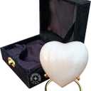 White Cremation Urn for Ashes Keepsake Heart Urn with Black Box and Brass Stand Mini urn for Your Loved one Adult & Funeral Burial for Adults and Infants
