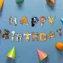 2 x Dog Birthday Garland  Photographic Puppy Faces Happy Birthday Banner, Funny Puppy Bday Party Decoration, Easy Assembly, Reusable Dog Birthday Party Supplies