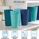 US Acrylic Newport 20-ounce Unbreakable Plastic Stackable Water Tumblers in 4 Coastal Colors | Set of 12 Drinking Cups | Reusable, BPA-free, Made in the USA, Top-rack Dishwasher and Microwave Safe