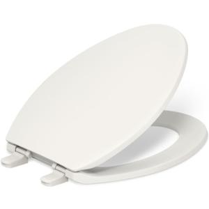 KOHLER K-4774-96 Brevia Elongated Toilet Seat with Quick-Release Hinges And Quick-Attach Hardware For Easy Clean, Biscuit