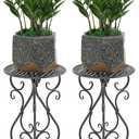 NAKUPE Metal Plant Stands 2 Pack, Heavy Duty Plant Pedestal 17" Tall, Single Flower Pot Holder for Indoor, Outdoor, Patio, Porch, Garden, Balcony, Black