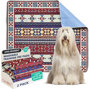 Qeils Washable Pee Pads, Reusable Puppy Pads Super Absorbent Leakproof Dog Training Pads, Non-Slip Wee Wee Pads for Crate, Floor, Potty Pads Feeding Mat Dog Pee 2 Pack 36"x41"