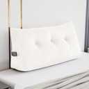 Large Triangular Headboard Wedge Bed Rest Reading Pillow Backrest Positioning Support Bolster Cushion with Removable Cover (White, Twin: 39x8x20 Inches)