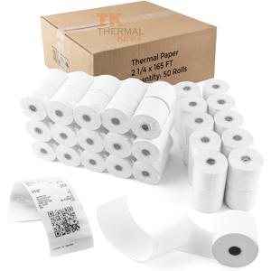 (50 Rolls) 2 1/4" x 165' Thermal Paper, POS Receipt Paper for Retail Business Cash Register, Fits Most Credit Card Terminal