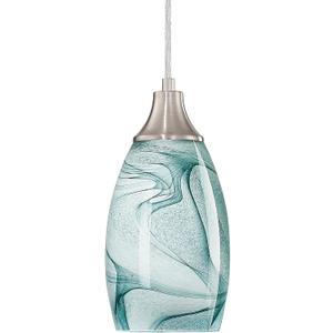 karyfine Mini Pendant Lights Kitchen Island Light Brown Glass Lamp Shade Hand Blown Glass Pendant Light with Brush Nickel Finish Adjustable Cord for Kitchen Over Sink (Green Marble-1Packs)