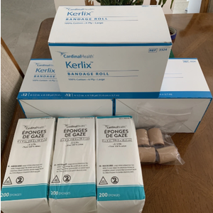 Mixed Lot 3- Kerlix Bandage Roll 3- Eponges 4-Paper Tape Rolls Woven Non Sterile