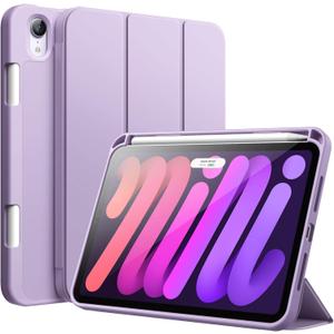 JETech Case for iPad mini (A17 Pro, 2024 Model, 7th Generation) / mini 6 (2021 Model, 6th Generation), Slim Tablet Cover with Soft TPU Back, Auto Wake/Sleep (Purple)