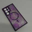 XIZYO Magnetic Case for Samsung Galaxy S24 Ultra Floral Rose Cute Phone Case [Compatible with Magsafe] for Women Girls Aesthetic Pattern Slim TPU Shockproof Bumper Cover, Purple