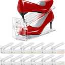 Shoe Slots Organizer 12 Pack - Shoe Stacker,3 Levels Adjustable, Space Savers 50%,Double Layer Holders for Closet (Transparent), Organizador de Zapatos