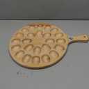 12" Reversible Deviled Egg Platter Round Charcuterie Board Wooden, 24 Holes Egg Plate Serving Tray with Handles for Charcuterie, Pizza & Holiday Spreads