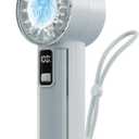 MORECORE Portable High Speed Handheld Fan with Ice Cooler, 21HRS Run Time, 1-100 Speed & 4000mAh Battery Rechargeable, Mini Personal Turbo Fan for Woman Men Travel Camping Outdoor Gift-Blue