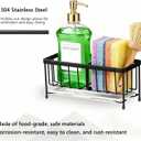 Kavciva Sink Caddy Sponge Holder,304 Stainless Steel Dish Brush Holder,Kitchen Countertop Sink Rack,Dish Soap Holder,Dishwashing Tool Drying Tray with Adjustable Partitions,Essential Kitchen Shelves (Upgraded,Black)