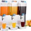 GarveeHome Commercial Beverage Dispenser, 54 L/14.25 gal 3 Tanks Commercial Juice Dispenser, Stainless Steel Cold Drink Dispenser with Thermostat Controller for Restaurant Bar Party, Silver