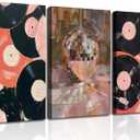 Danseed 3Pcs Vintage Record Music Canvas Wall Art Trendy Disco Ball Wall Decor Picture Preppy Room Aesthetic Posters Prints for Women's Room Girly Bedroom Dorm Living Room Apartment Decorations (16x24in)