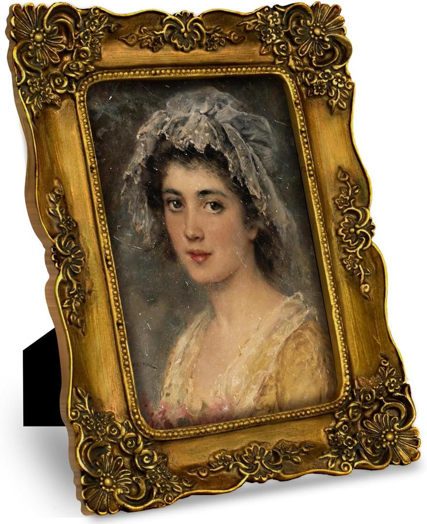 4x6 Picture Frame Gold Vintage Victorian Picture Frames Ornate Antique Baroque for Wall or Tabletop Small Bronze with Glass Front