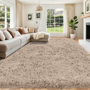 8x10 Area Rug for Living Room: Ultra Soft Fluffy Rug Modern Large Thicked Shag Rug for Bedroom Non Slip Indoor Fuzzy Carpets for Girls Kids Room Nursery Dorm Home Decor Camel