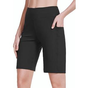 baleaf Women's 10" Long Bermuda Shorts Above Knee Length with 3 Pockets Walking Athletic Workout High Rise Yoga Running XL