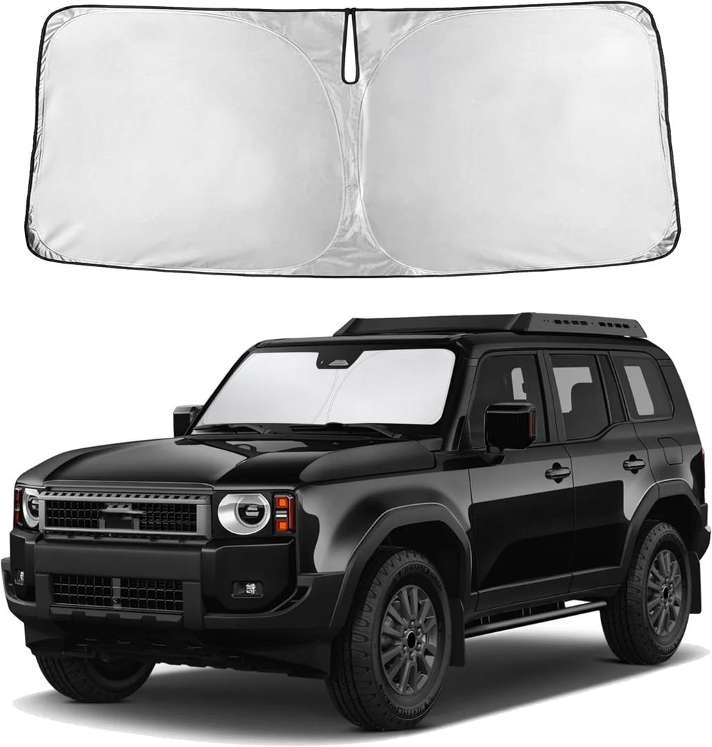 EcoNour Windshield Sunshade Compatible for Toyota Land Cruiser 2024-2025 2026, Sun Visor for Front Windshield & Window Sun Shade Cover, UV Heat Blocker & Protector, Car Accessories