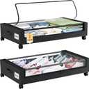 Somdot Under Bed Storage with Wheels, 2 Pack Bed Storage Containers with Dividers & Clear Lids, Easy Pull-out Metal Drawer for Clothes, Shoes,Toys, Blankets (Black)