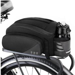Rear Bike Rack Bag,12L Bike Trunk Bag, Rear bike rack bag, Multi Pockets Cycling Rear Storage Bag, Bike Bags for bicycle Rear Rack with Reflective Area & Shoulder Strap for Cycling Trips.