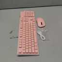 V3 Wireless Keyboard and Mouse with Single Backlit, Metal Panel, Bluetooth/2.4G Rechargeable Computer Keyboard and Mouse Combo Silent Lighted Full Size Cute Keyboards-Pink