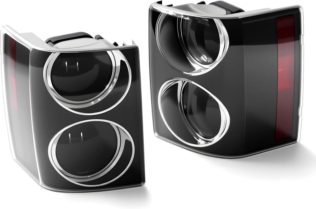 Pair Tail Lights Assembly W/Bulbs Compatible with Range Rover HSE Vogue L322 2002-2009 Black Taillights Rear Brake Lamps XFB500351LPO XFB500341LPO