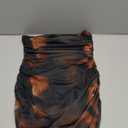 Women's Strapless Ruched Mini Dress, Lined Print Mesh Sexy Short Bodycon Party Club Tube Dresses, Size Large