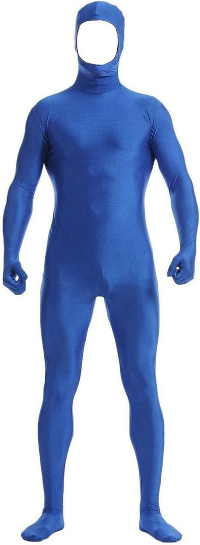 VSVO Face Open Zentai Spandex Bodysuit (Large, Blue)