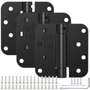 4 Inch Spring Hinges Heavy Duty Self Closing Door Hinges Adjustable Tension, Steel Spring Hinge for Interior Exterior Fire Rated Doors (2-Pack) (Black)