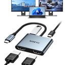 USB C to Dual HDMI Adapter 4K@30Hz, KOZYC USB C Hub Multiport Adapter with 2xHDMI, USB 3.0, 100W PD, Support USB C to HDMI Splitter Extended Display for MacBook Pro (MST is not Supported on MacOS)