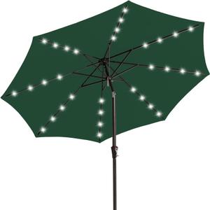 JEAREY Upgrade 9FT LED Lighted Patio Umbrella, Solar Outdoor Umbrella, Tilt Table Umbrella for Pool, Deck & Yard(Dark Green)