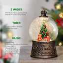 Christmas Snow Globes Lantern with Music, Christmas Tree Snow Globes with Swirling Glitter Effects, USB/Battery Powered with 6-Hour Timer, Holiday Decorations Indoor