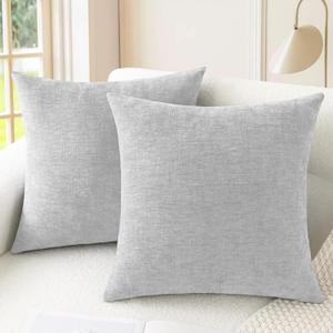 CaliTime Throw Pillow Covers Decorative 24 X 24 Inches Pack of 2 Cozy Chenille Cushion Cases for Couch Sofa Bed Living Room Home Moonbeam Gray 