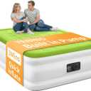 YENING Air Mattress with Built in Pump Raised Double Blow up Bed Inflatable Camping, Size: Full, Color Green Product Dimensions 75"L x 54"W x 18"Th