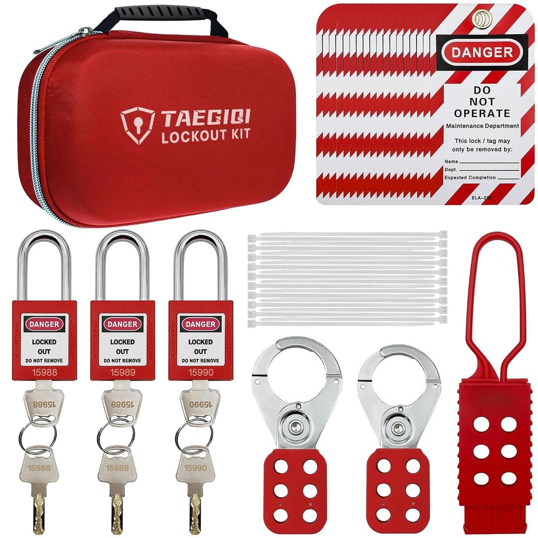 Lockout Tagout Kit,Lock Out Tag Out Kits,Group Lockout Hasps,Safety Padlocks,Loto Tags,Zip Ties,Electrical Switch Safety Lockout Kit,OSHA Compliant for Industrial,S01