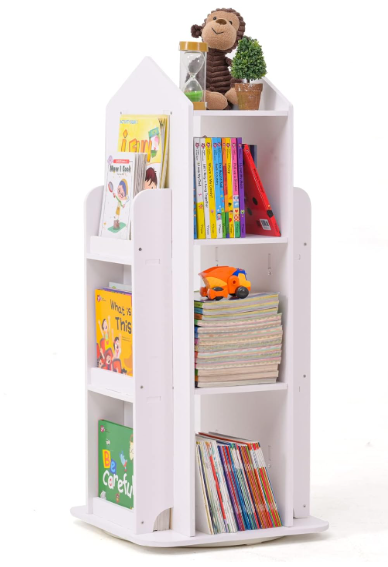 Rotating Bookshelf, 360 Display 3 Tier Floor Standing Bookcase Storage Rack for Kids&Adult, Wood Narrow Book Shelf Organizer for Bedroom, Living Room, Study Room